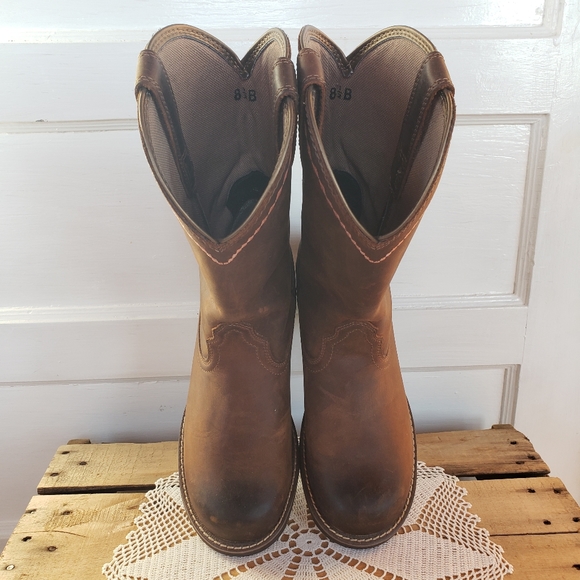 **SOLd*thankyou🌸💕Ariat Unbridled Roper• Leather Cowgirl Boots•Brown Leather - Picture 9 of 16